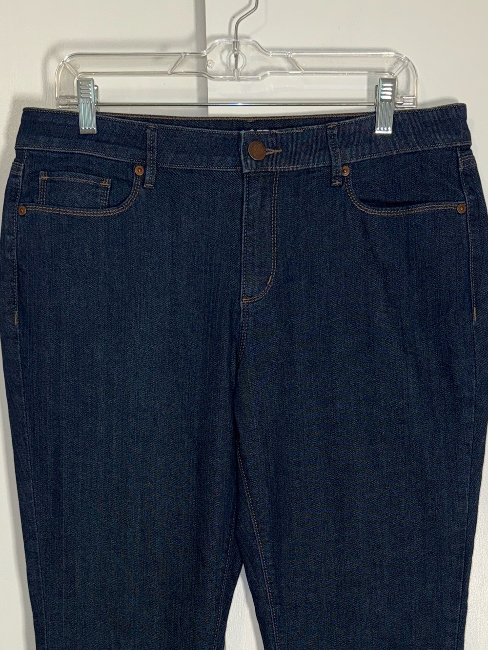 LOFT Curvy Skinny Jeans Stretch Denim Dark Wash Women’s 12 - Picture 2 of 8